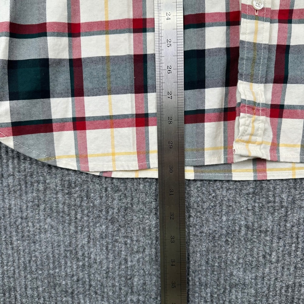 LL Bean Signature Button Down Shirt Mens XL Slimmest Fit Plaid Red Green White - Picture 11 of 12